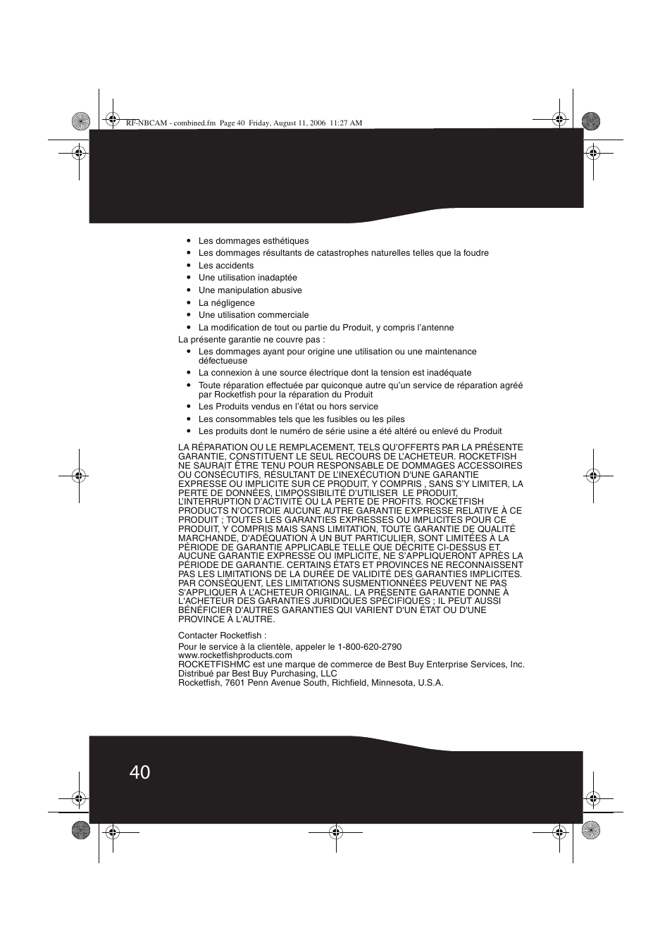 RocketFish RF-NBCAM User Manual | Page 40 / 62