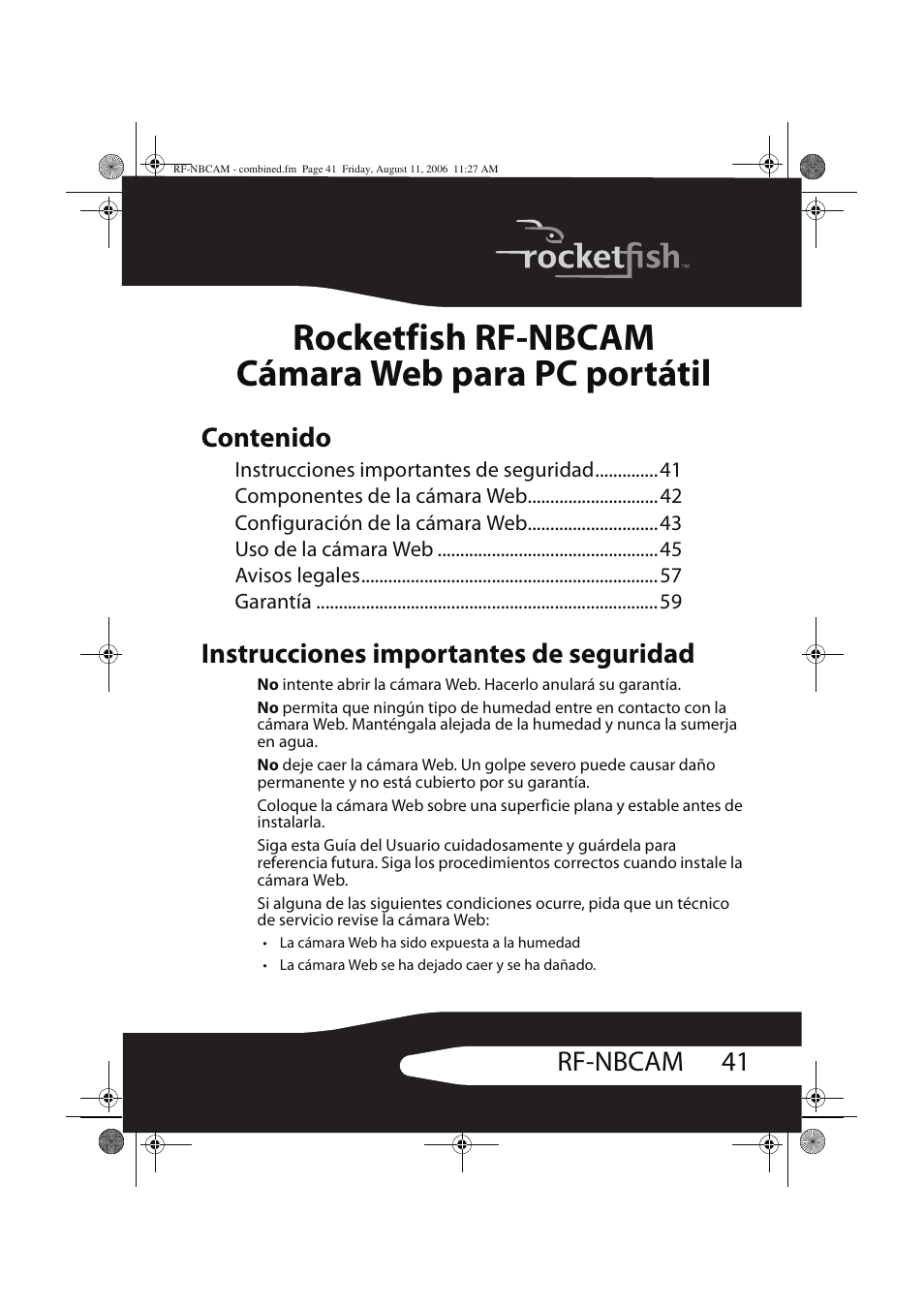 RocketFish RF-NBCAM User Manual | Page 41 / 62