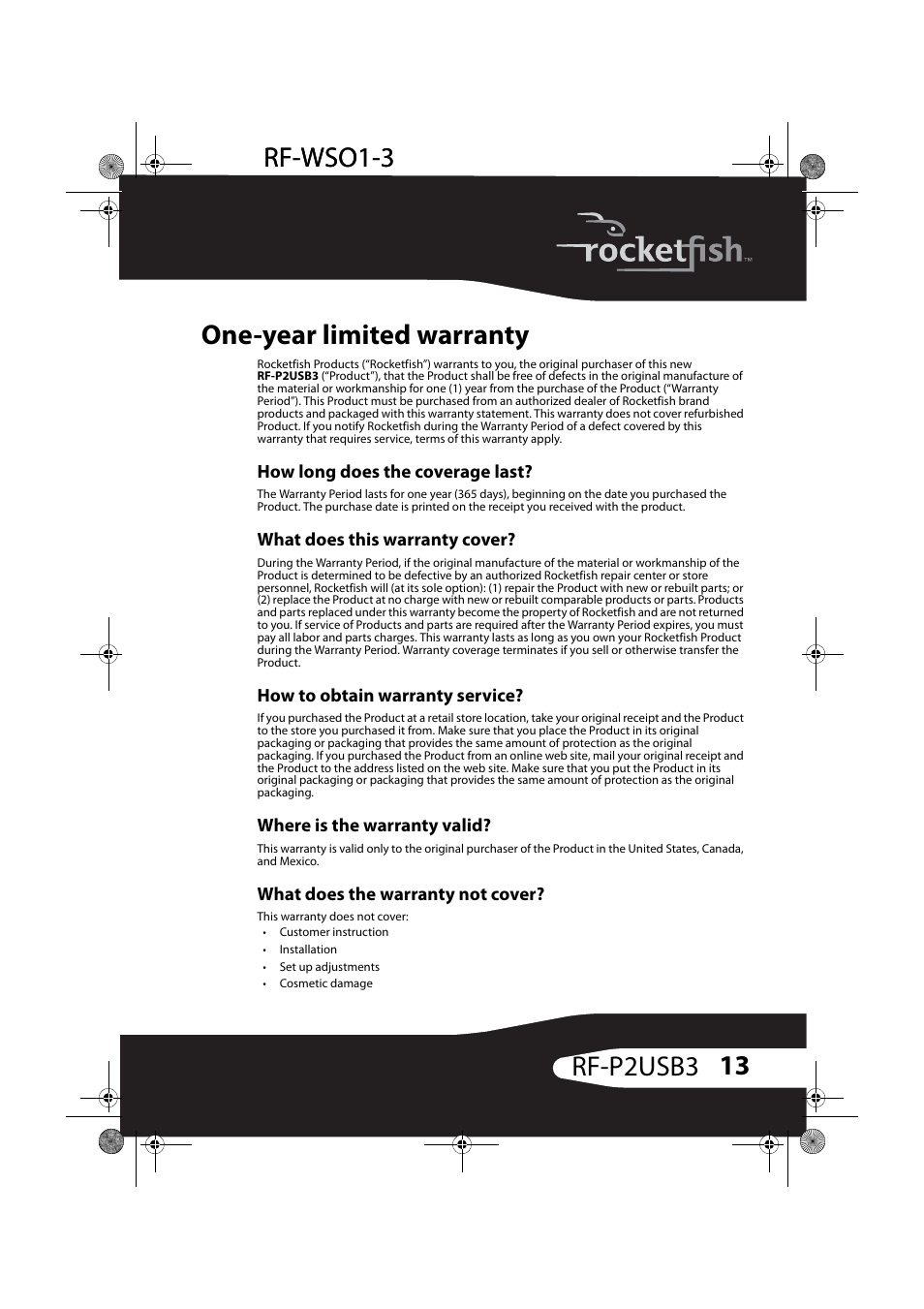 RocketFish RF-P2USB3 User Manual | Page 13 / 15