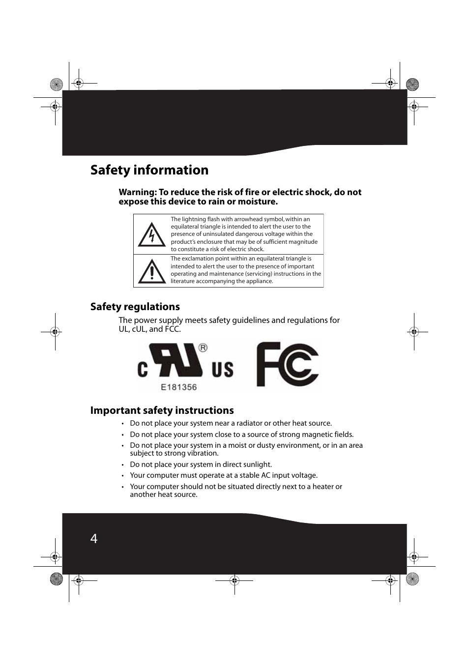Safety information, Safety regulations, Important safety instructions | 4safety information | RocketFish RF-500WPS2 User Manual | Page 3 / 18
