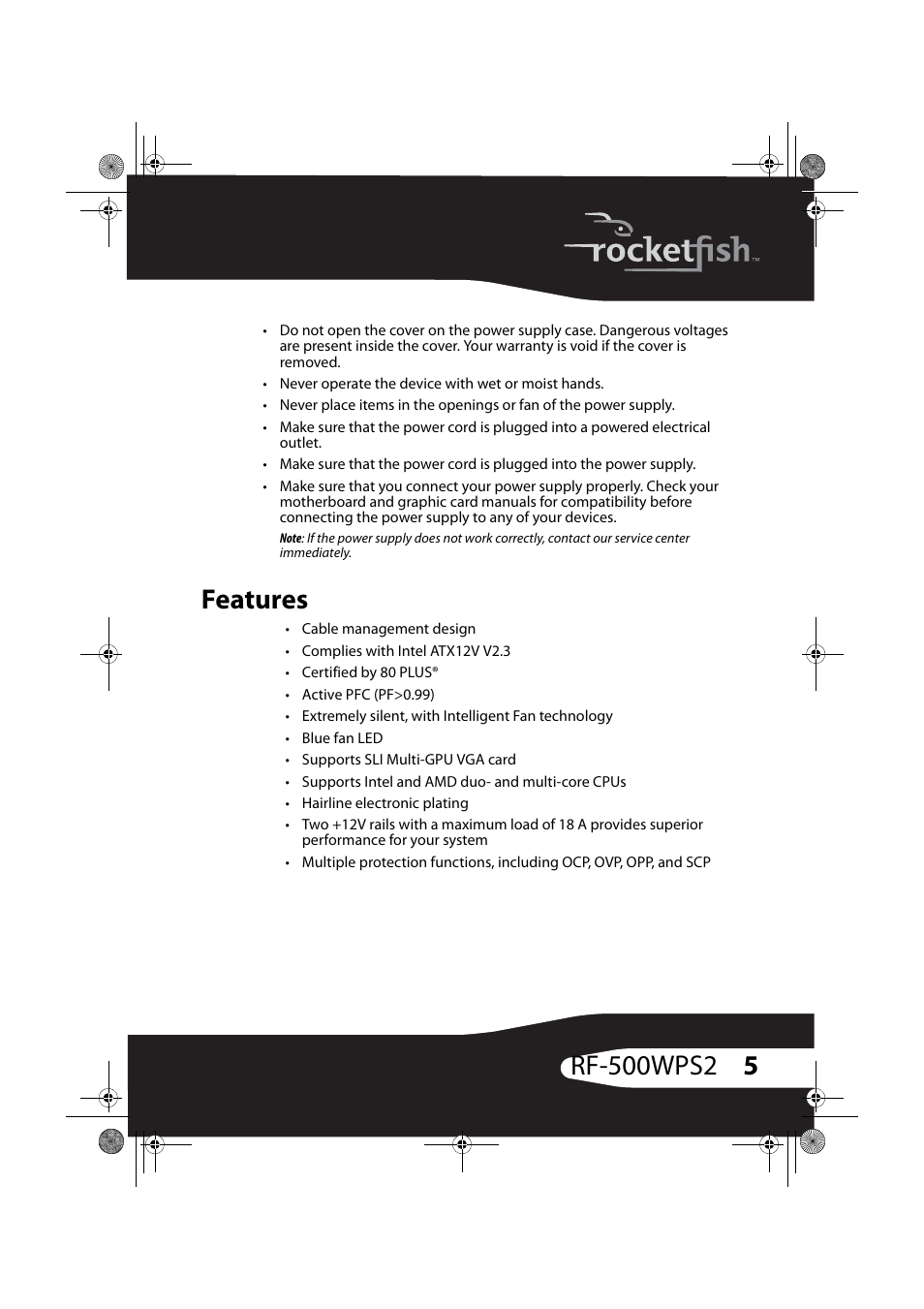 Features | RocketFish RF-500WPS2 User Manual | Page 4 / 18