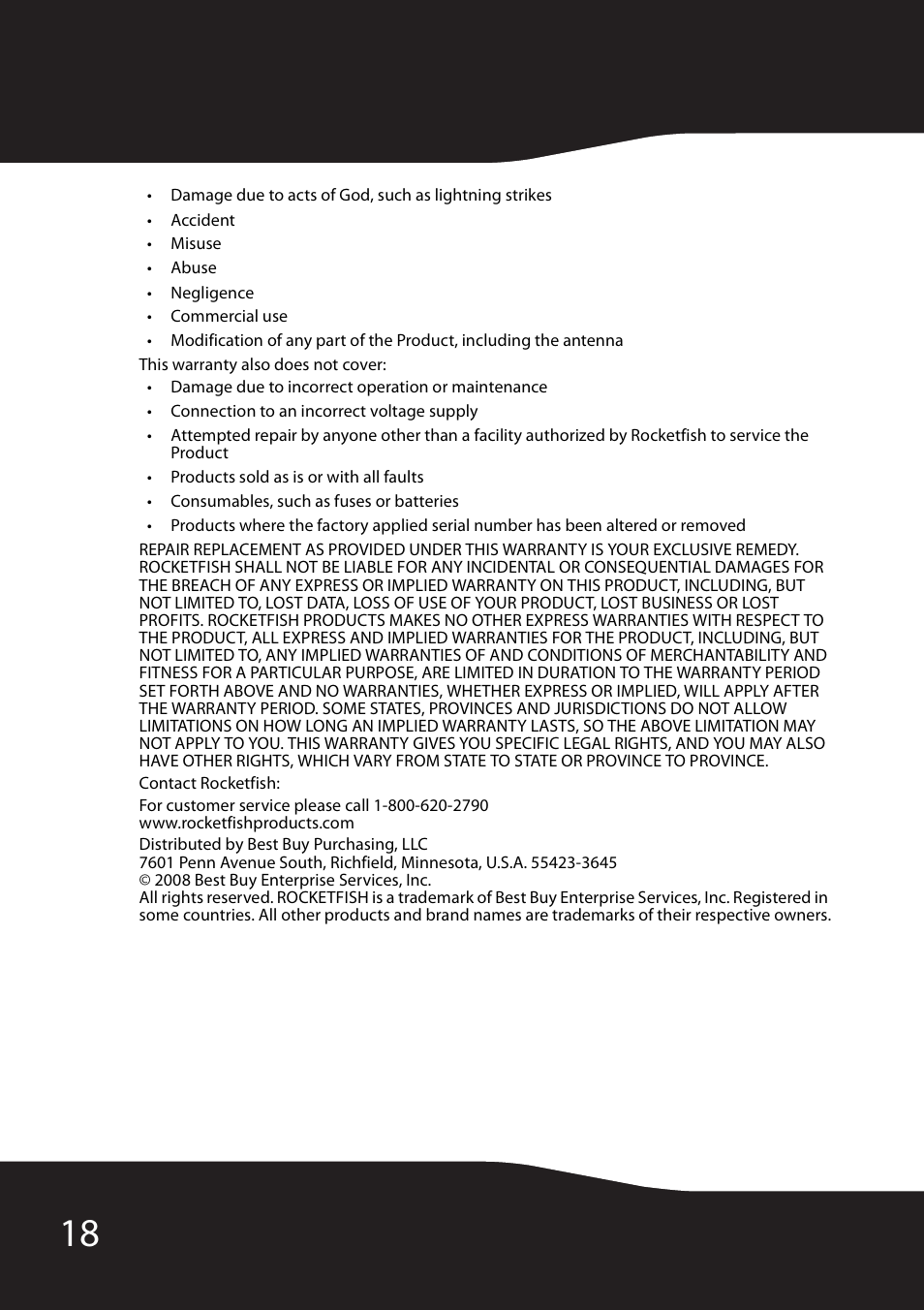 RocketFish RF-WHTIB User Manual | Page 18 / 20