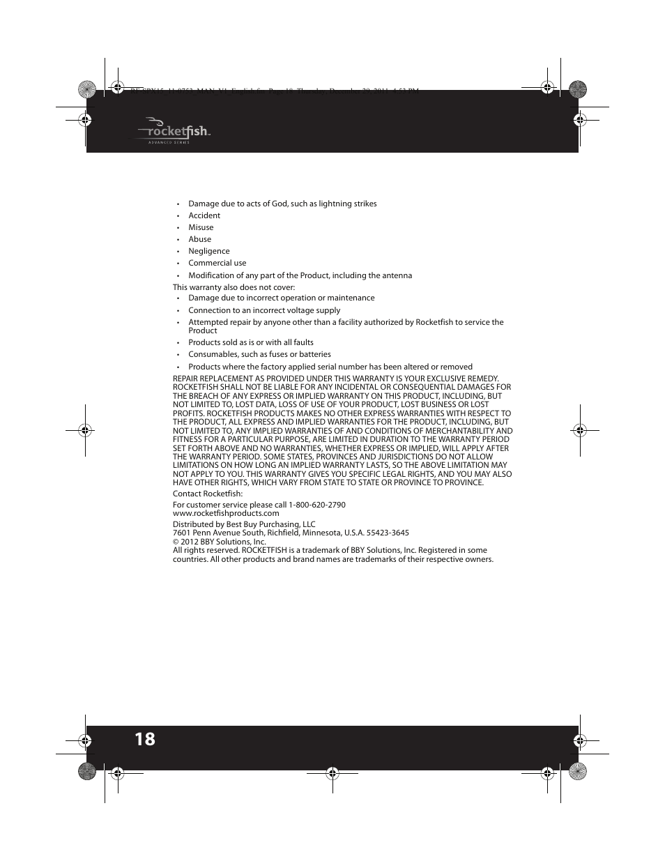 RocketFish BLUETOOTH WIRELESS SPEAKER RF-SPX15 User Manual | Page 18 / 20