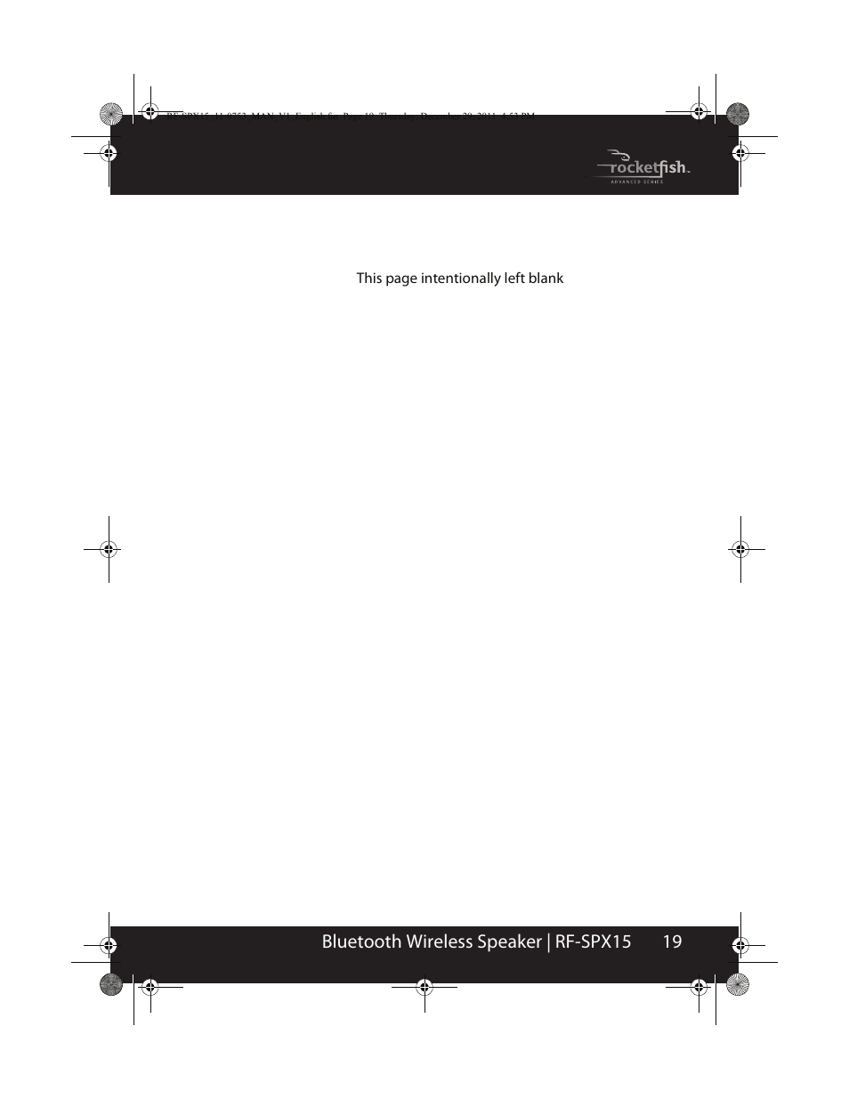 19 bluetooth wireless speaker | rf-spx15 | RocketFish BLUETOOTH WIRELESS SPEAKER RF-SPX15 User Manual | Page 19 / 20