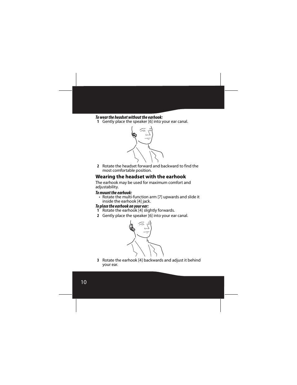 Wearing the headset with the earhook | RocketFish RF-SH230 User Manual | Page 10 / 80