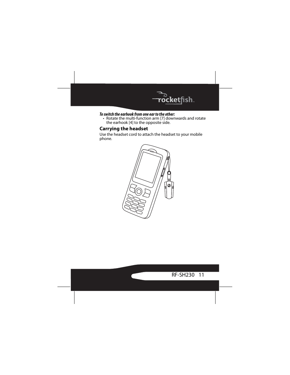 Carrying the headset | RocketFish RF-SH230 User Manual | Page 11 / 80