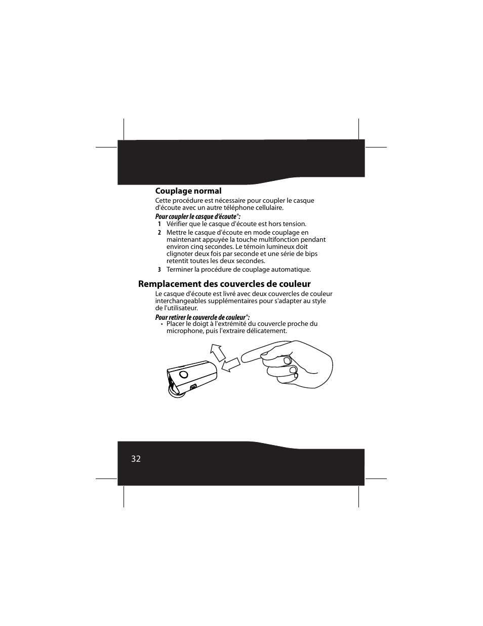 Couplage normal, Remplacement des couvercles de couleur | RocketFish RF-SH230 User Manual | Page 32 / 80