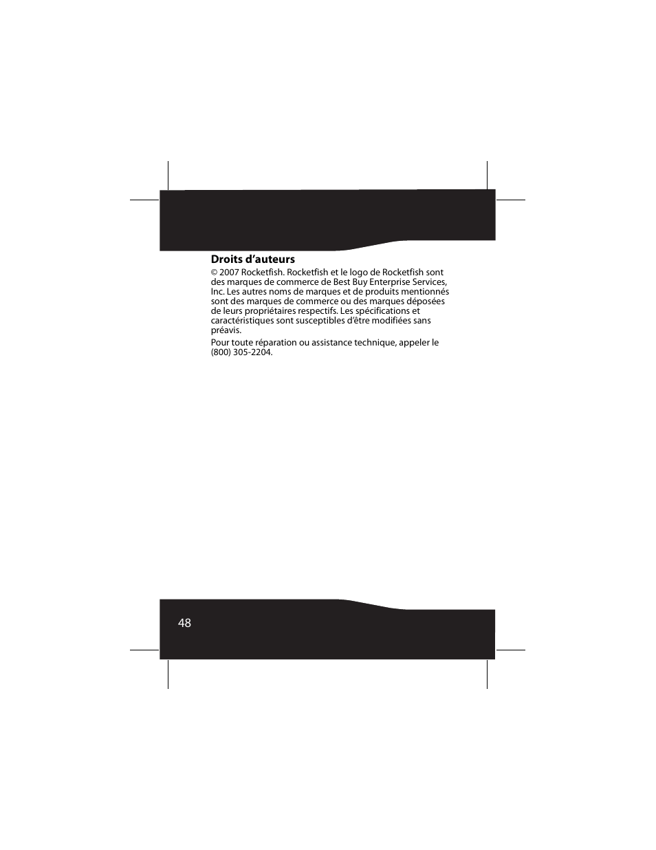 Droits d’auteurs | RocketFish RF-SH230 User Manual | Page 48 / 80