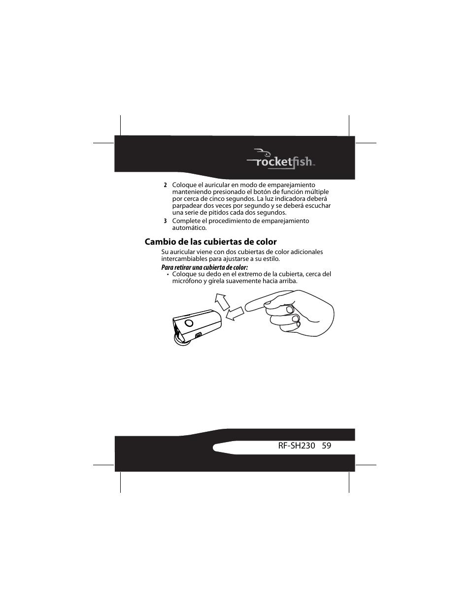 Cambio de las cubiertas de color | RocketFish RF-SH230 User Manual | Page 59 / 80