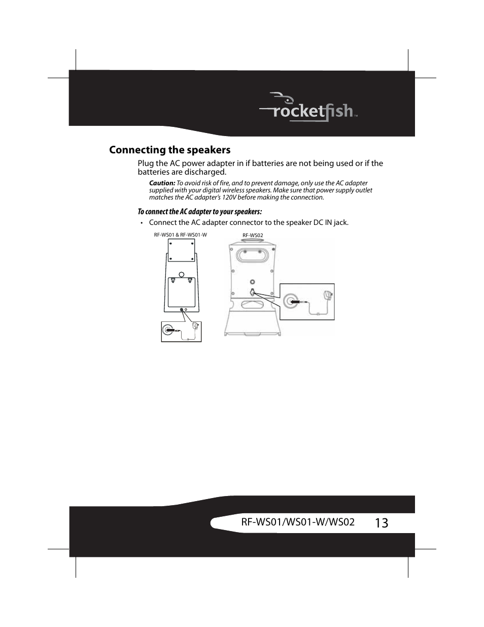 Connecting the speakers | RocketFish RF-WS01 User Manual | Page 13 / 28
