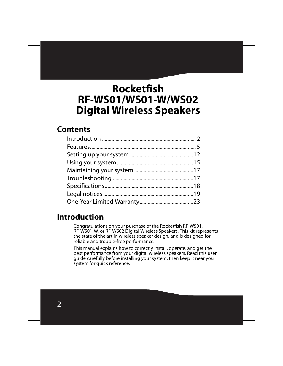 RocketFish RF-WS01 User Manual | Page 2 / 28