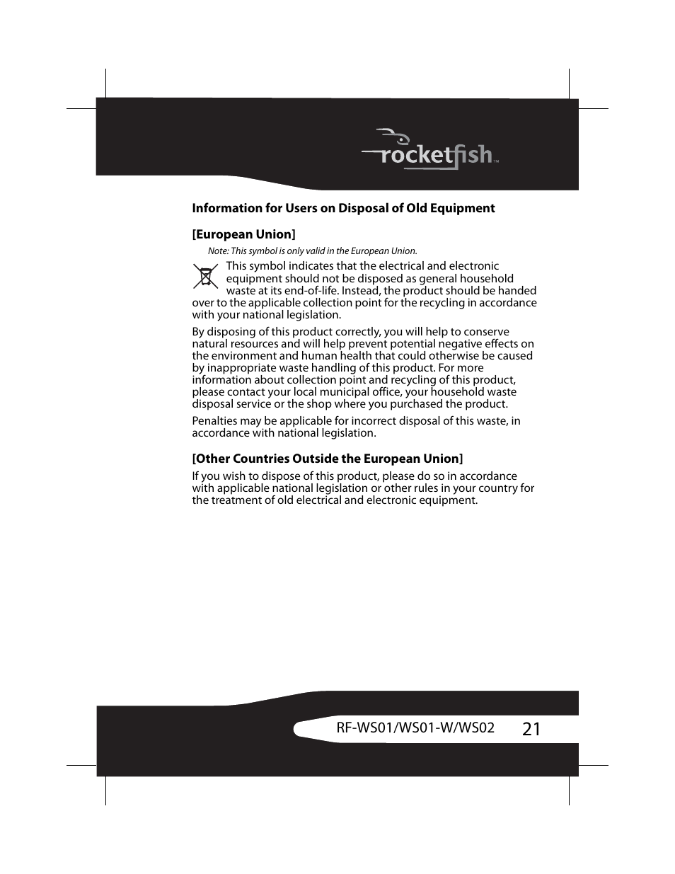 RocketFish RF-WS01 User Manual | Page 21 / 28