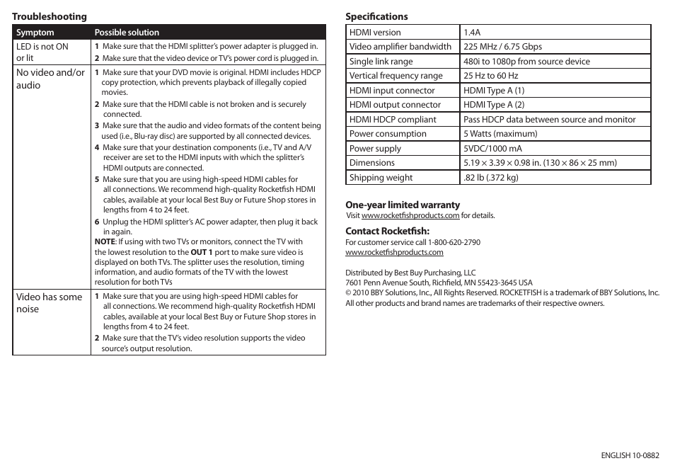 RocketFish RF-G1182 User Manual | Page 2 / 2