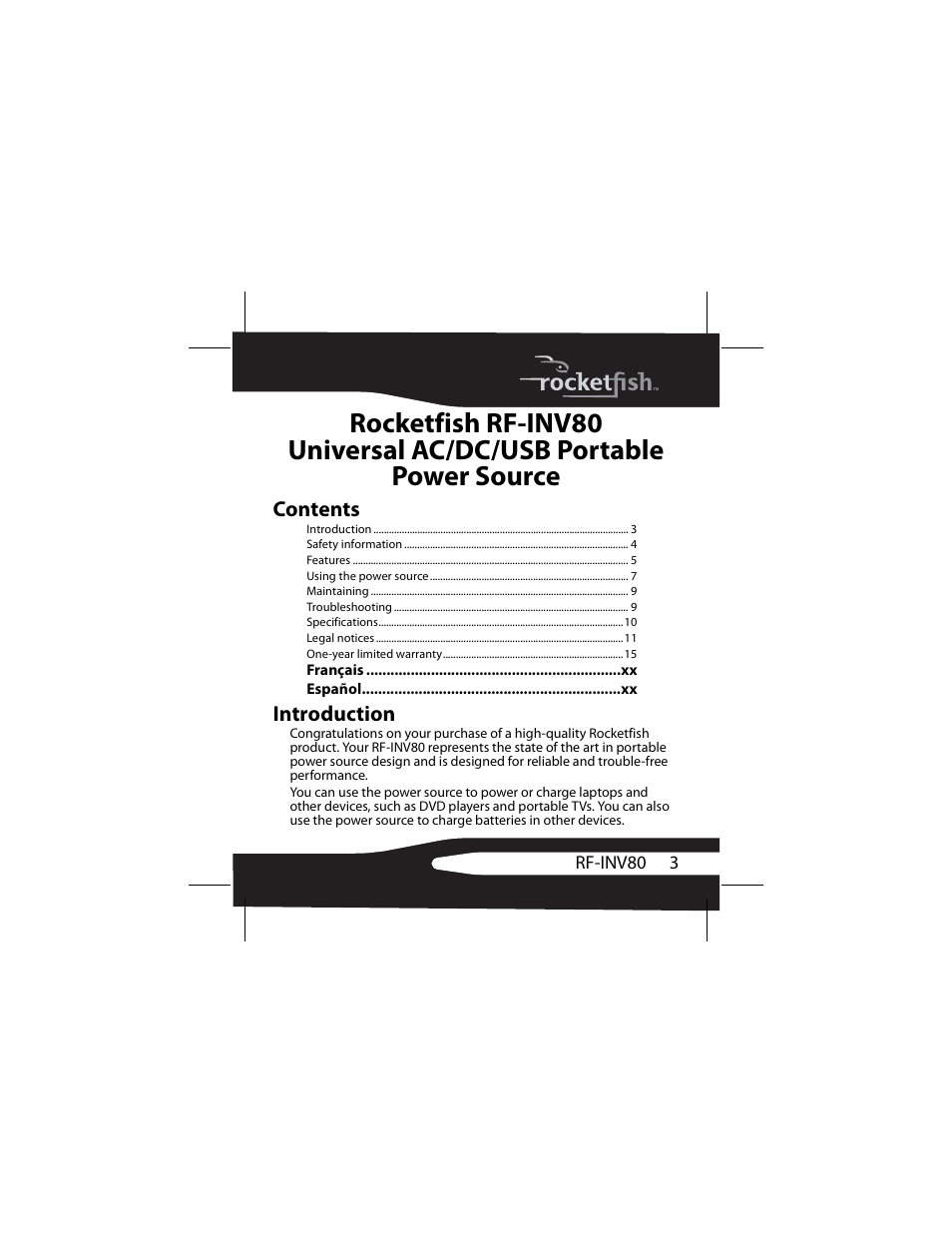 RocketFish 3RF-INV80 User Manual | Page 3 / 56