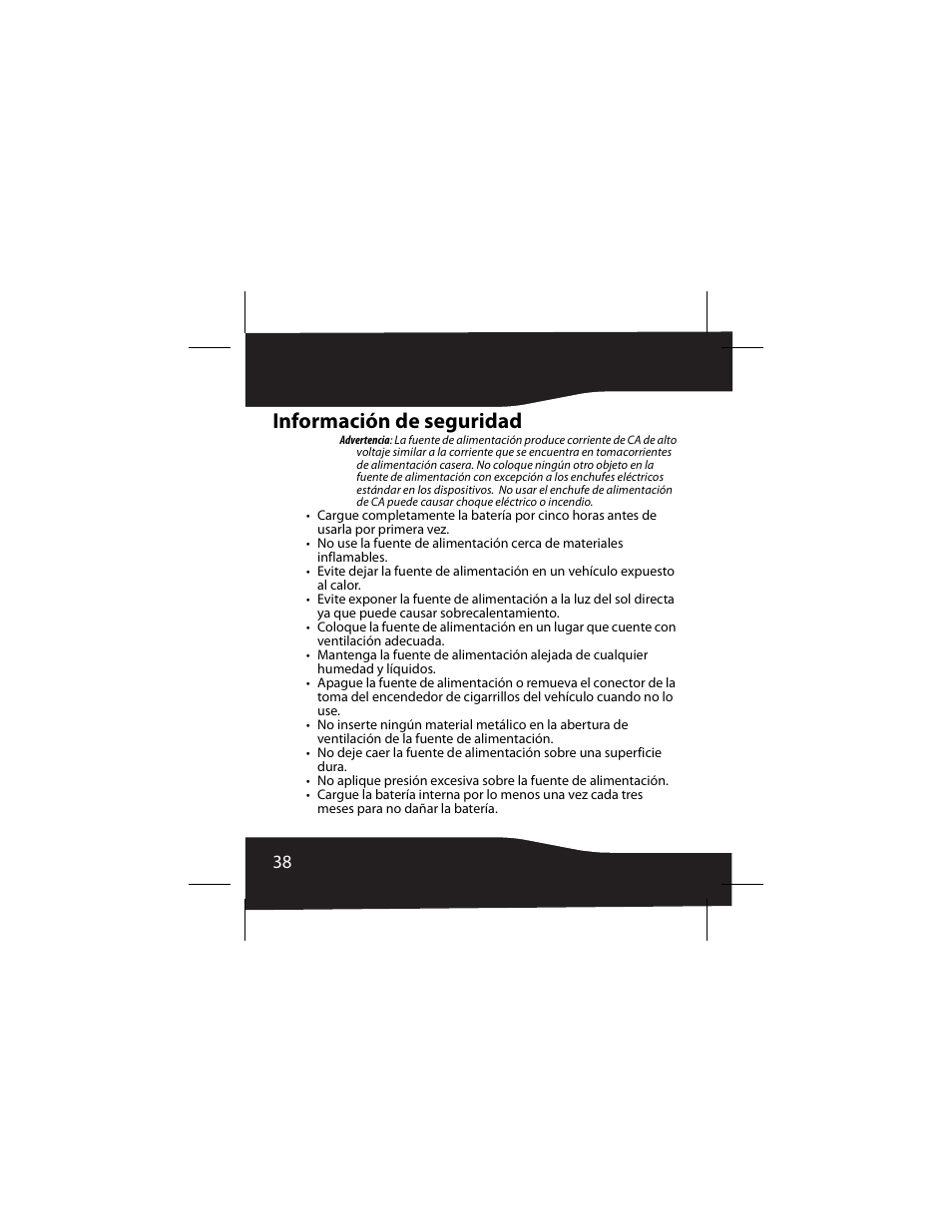 Información de seguridad | RocketFish 3RF-INV80 User Manual | Page 38 / 56