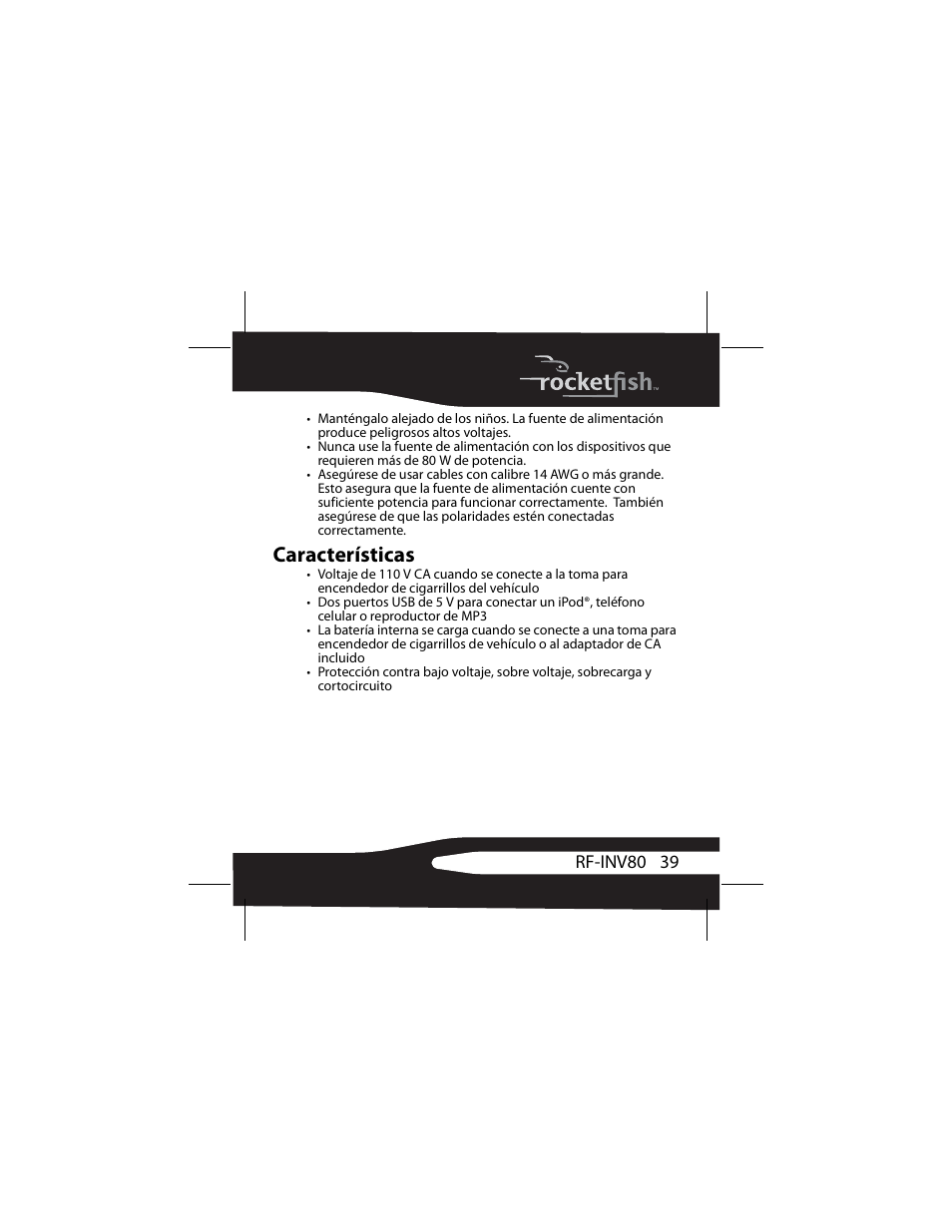 Características | RocketFish 3RF-INV80 User Manual | Page 39 / 56