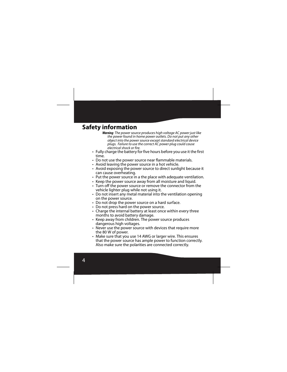 Safety information | RocketFish 3RF-INV80 User Manual | Page 4 / 56