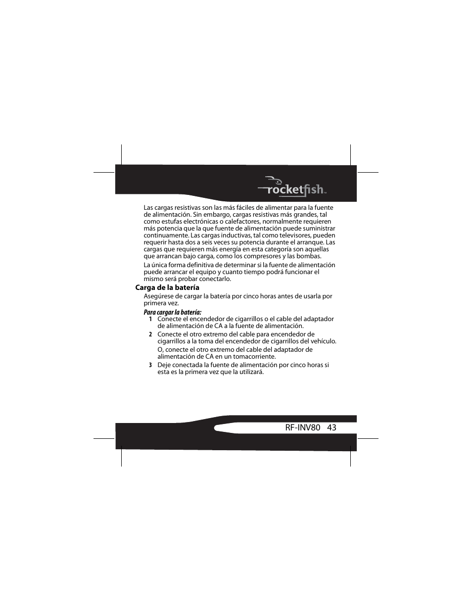Carga de la batería | RocketFish 3RF-INV80 User Manual | Page 43 / 56