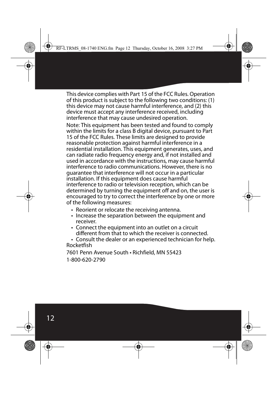 RocketFish RF-LTRMS User Manual | Page 12 / 16