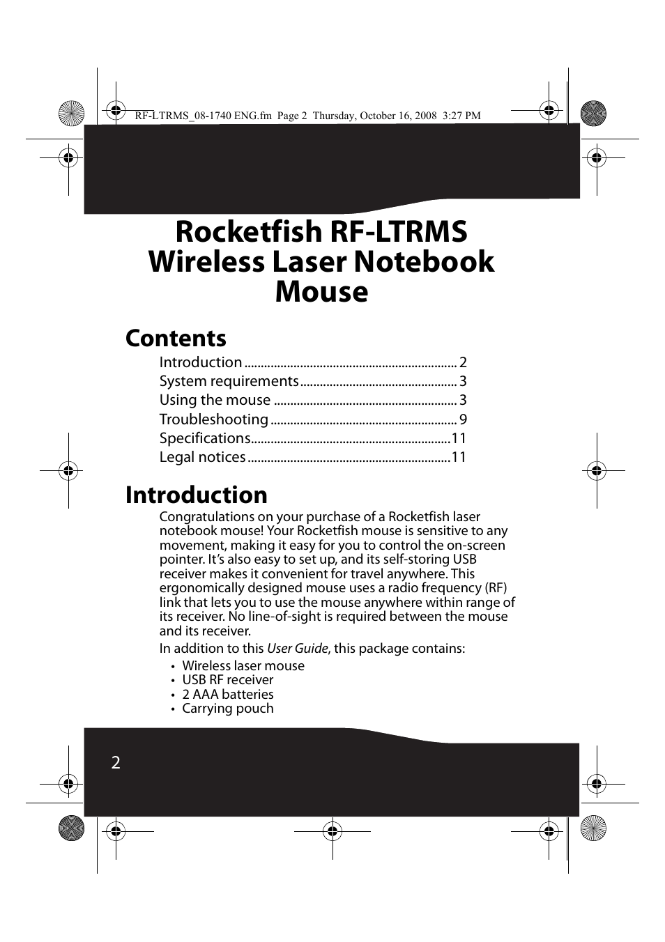 RocketFish RF-LTRMS User Manual | Page 2 / 16