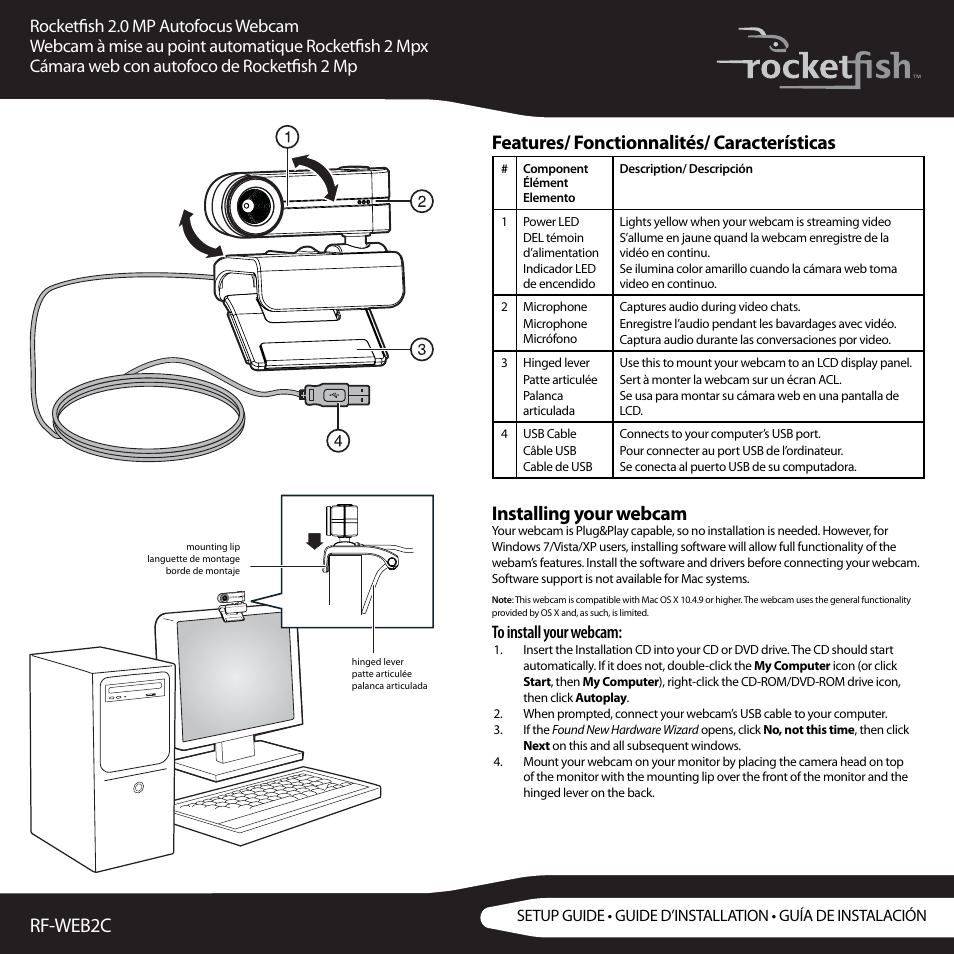 RocketFish RF-WEB2C User Manual | 2 pages