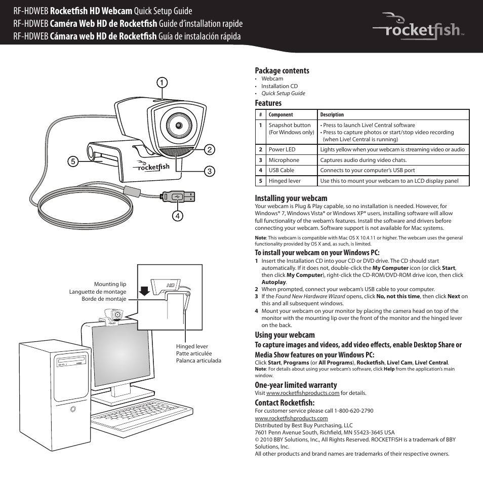 RocketFish RF-HDWEB User Manual | 2 pages