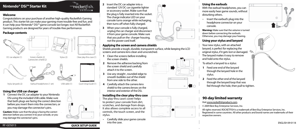 RocketFish Nintendo RF-GDS013 User Manual | 1 page