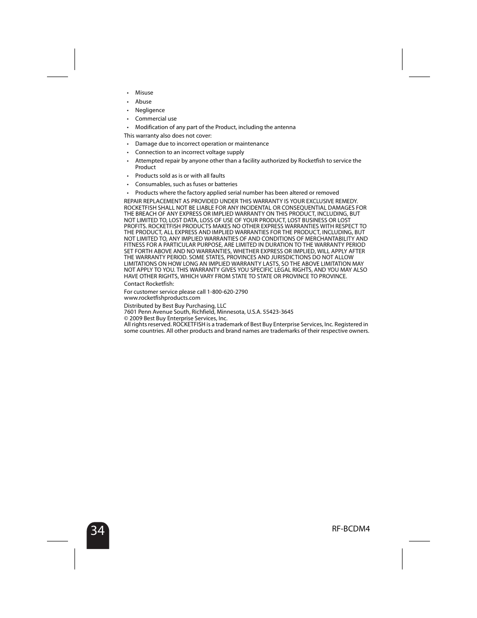 Rf-bcdm4 | RocketFish RF-BCDM4 User Manual | Page 34 / 40