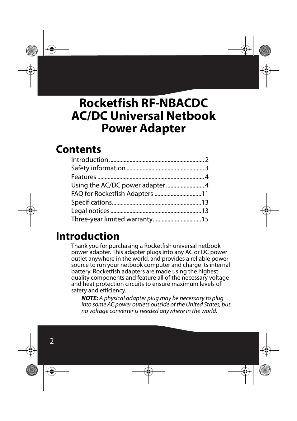 RocketFish RF-NBACDC User Manual | Page 2 / 18