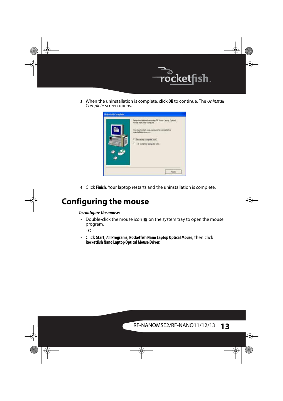 Configuring the mouse | RocketFish RF-NANOMSE2/RF-NANO11/12/13 User Manual | Page 13 / 28