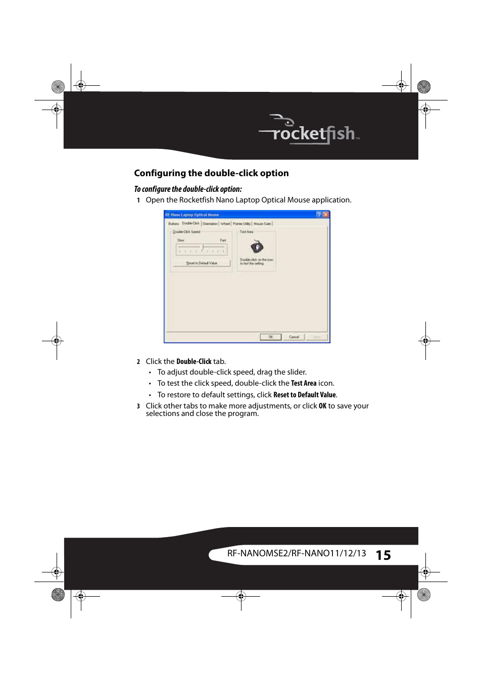 Configuring the double-click option | RocketFish RF-NANOMSE2/RF-NANO11/12/13 User Manual | Page 15 / 28