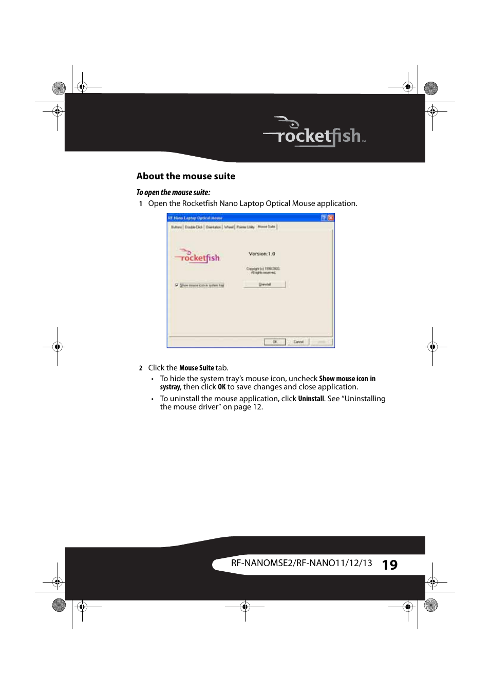 About the mouse suite | RocketFish RF-NANOMSE2/RF-NANO11/12/13 User Manual | Page 19 / 28