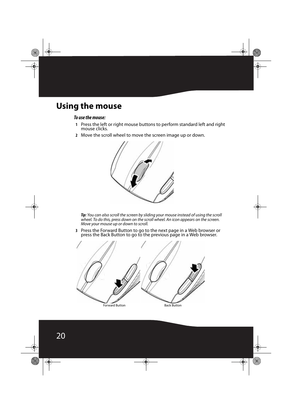 Using the mouse, 20 using the mouse | RocketFish RF-NANOMSE2/RF-NANO11/12/13 User Manual | Page 20 / 28