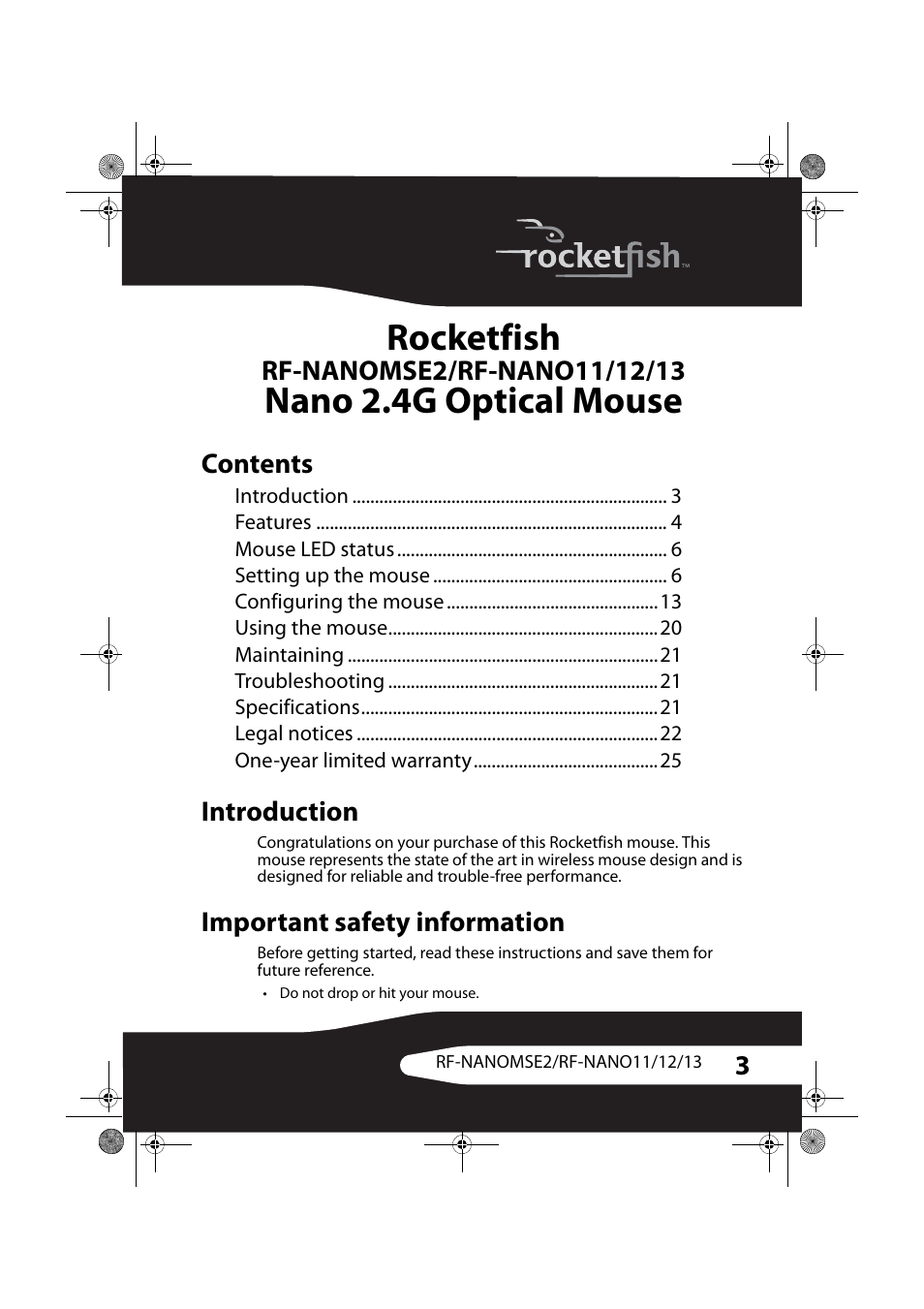 RocketFish RF-NANOMSE2/RF-NANO11/12/13 User Manual | Page 3 / 28