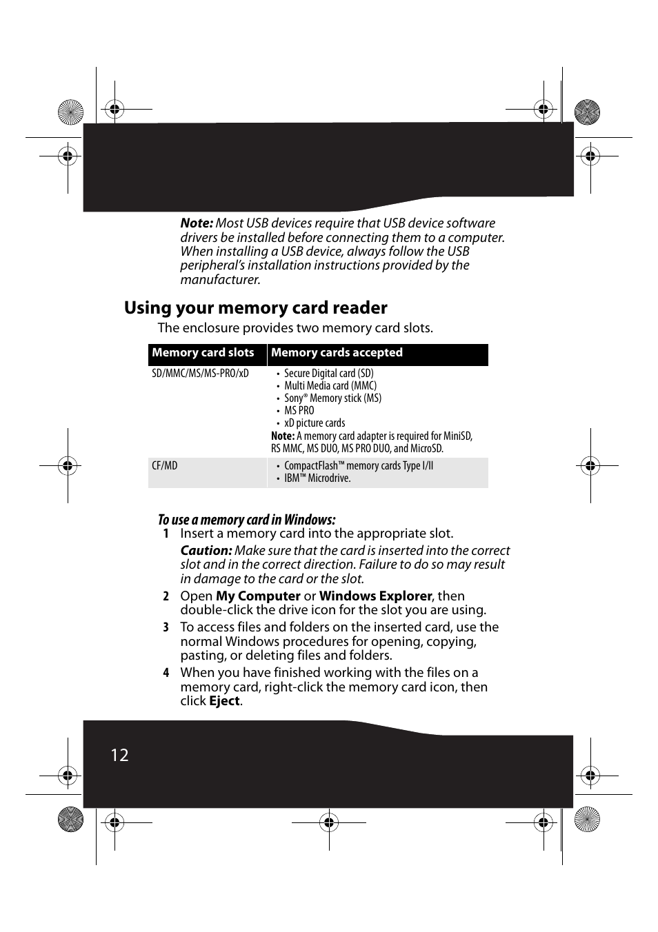 Using your memory card reader | RocketFish RF-AHD35 User Manual | Page 12 / 36