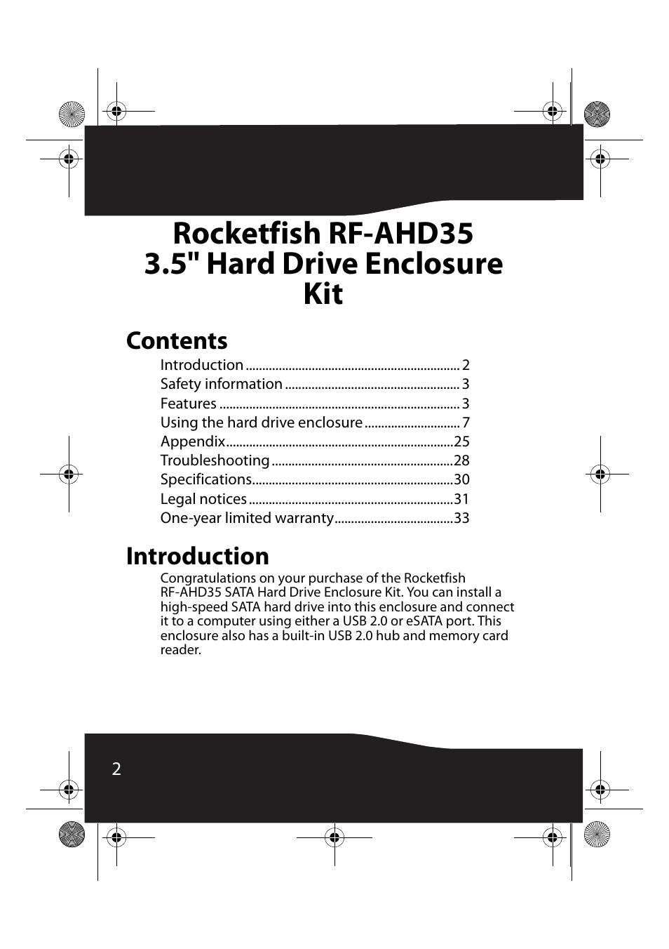 RocketFish RF-AHD35 User Manual | Page 2 / 36