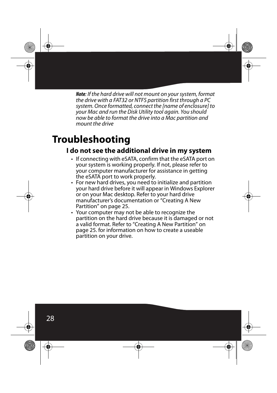 Troubleshooting, I do not see the additional drive in my system | RocketFish RF-AHD35 User Manual | Page 28 / 36