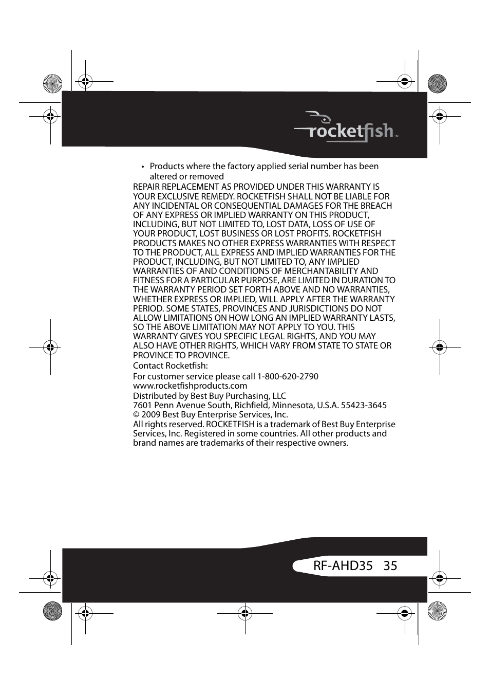 35 rf-ahd35 | RocketFish RF-AHD35 User Manual | Page 35 / 36