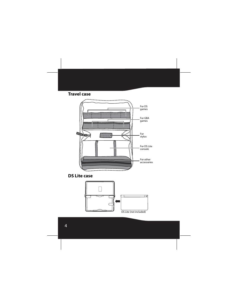 Travel case, Ds lite case, 4travel case ds lite case | RocketFish DS Lite RF-GDS006 User Manual | Page 4 / 16