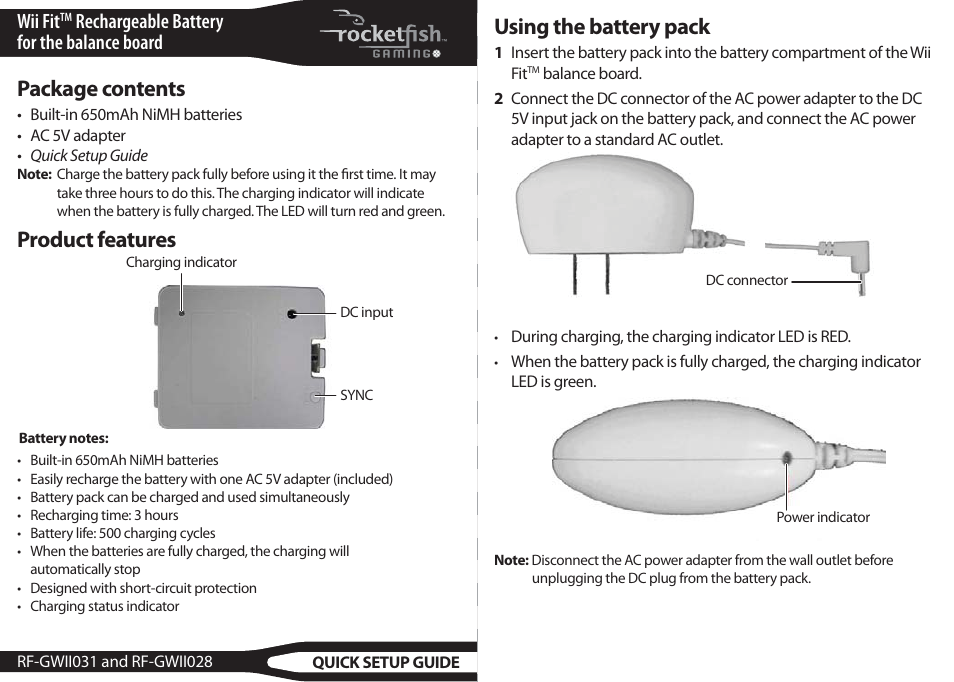 RocketFish RF-GWII028 User Manual | 2 pages