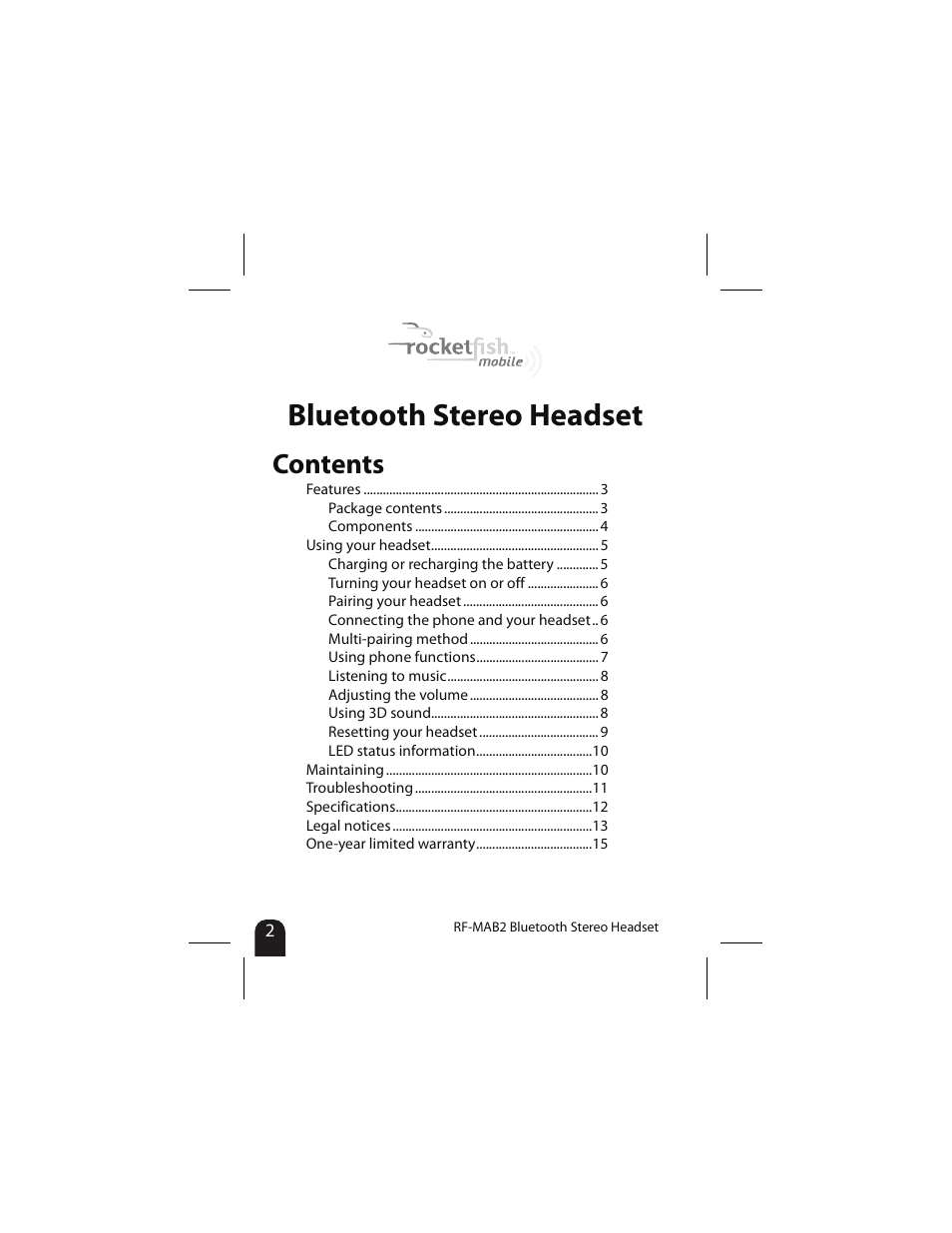 RocketFish RF-MAB2 User Manual | Page 2 / 20