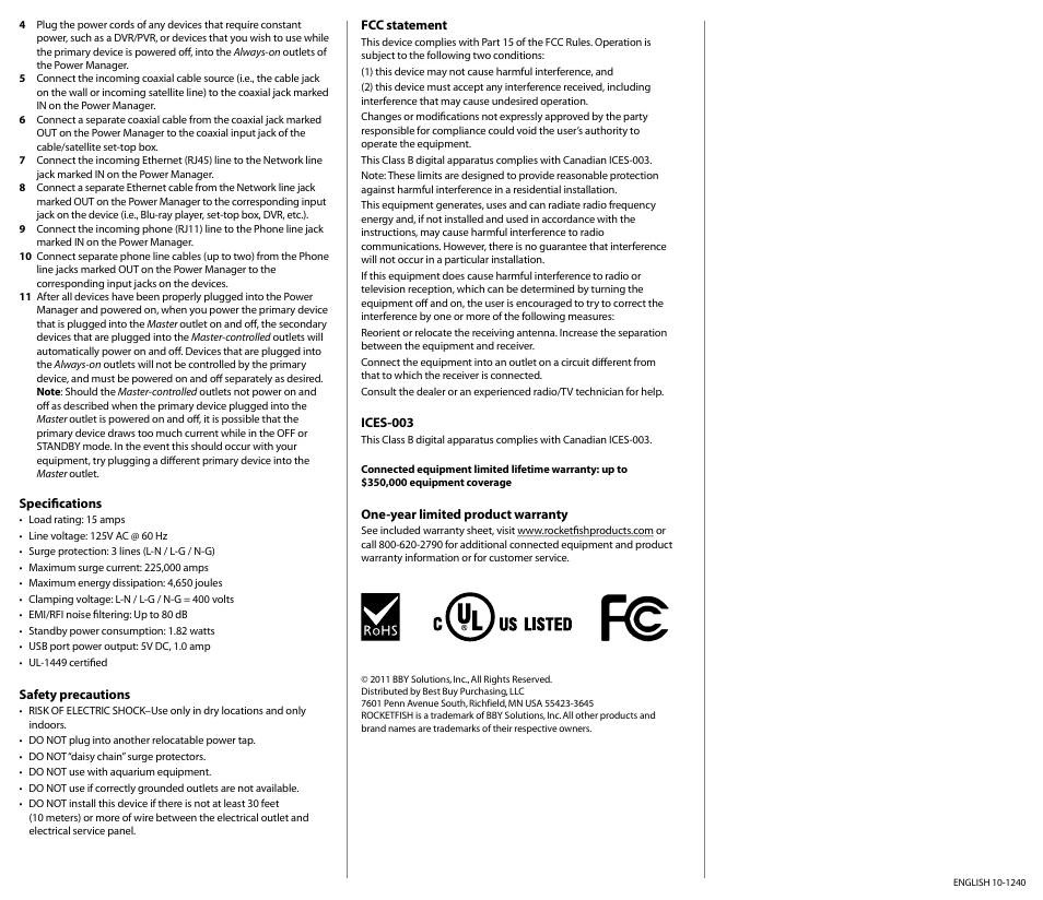 RocketFish RF-HTS120 User Manual | Page 2 / 2