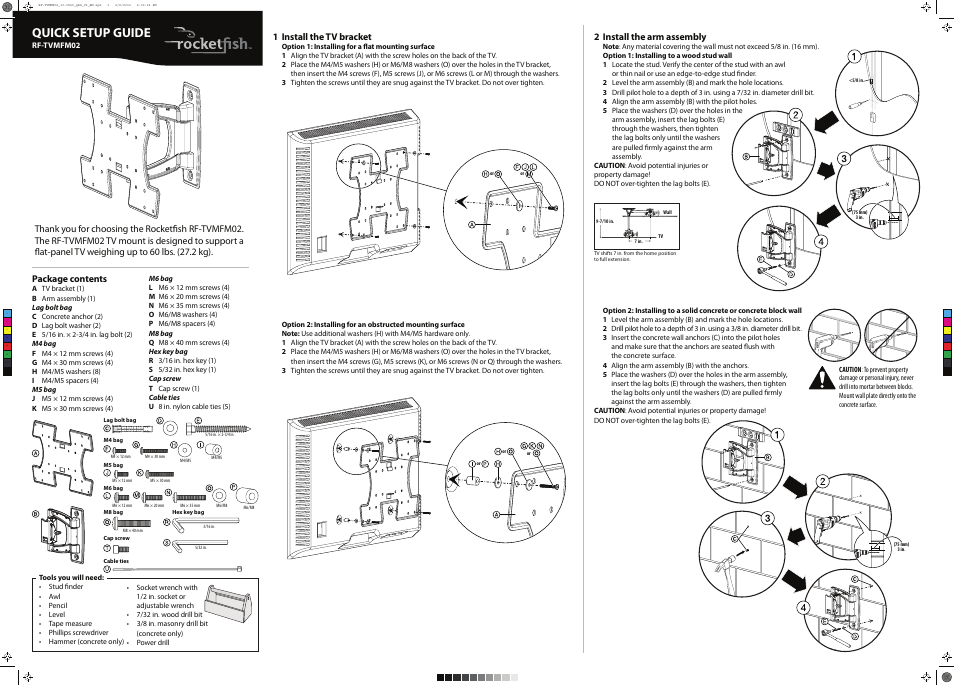 RocketFish RF-TVMFM02 User Manual | 2 pages