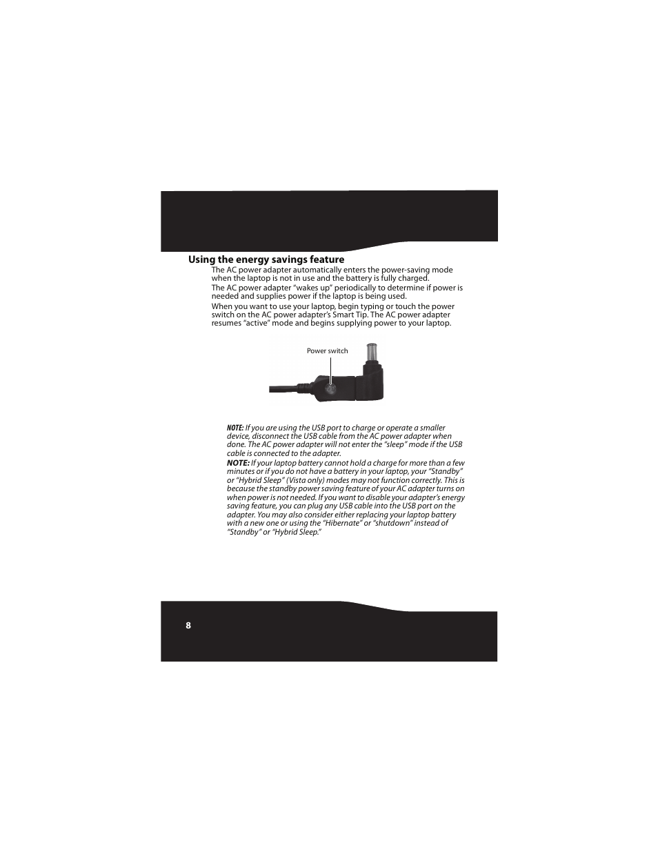 Using the energy savings feature | RocketFish RF-BSLAC User Manual | Page 8 / 16