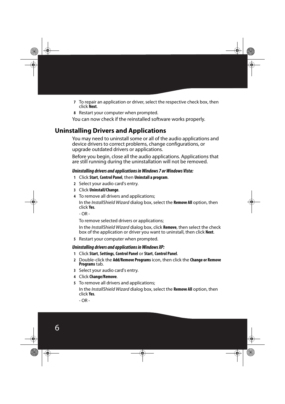 Uninstalling drivers and applications | RocketFish RF-71SDC User Manual | Page 6 / 27