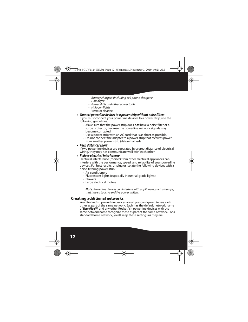 Creating additional networks, Creating additional networks” on p | RocketFish POWERLINE RF-GUV1124 User Manual | Page 12 / 24