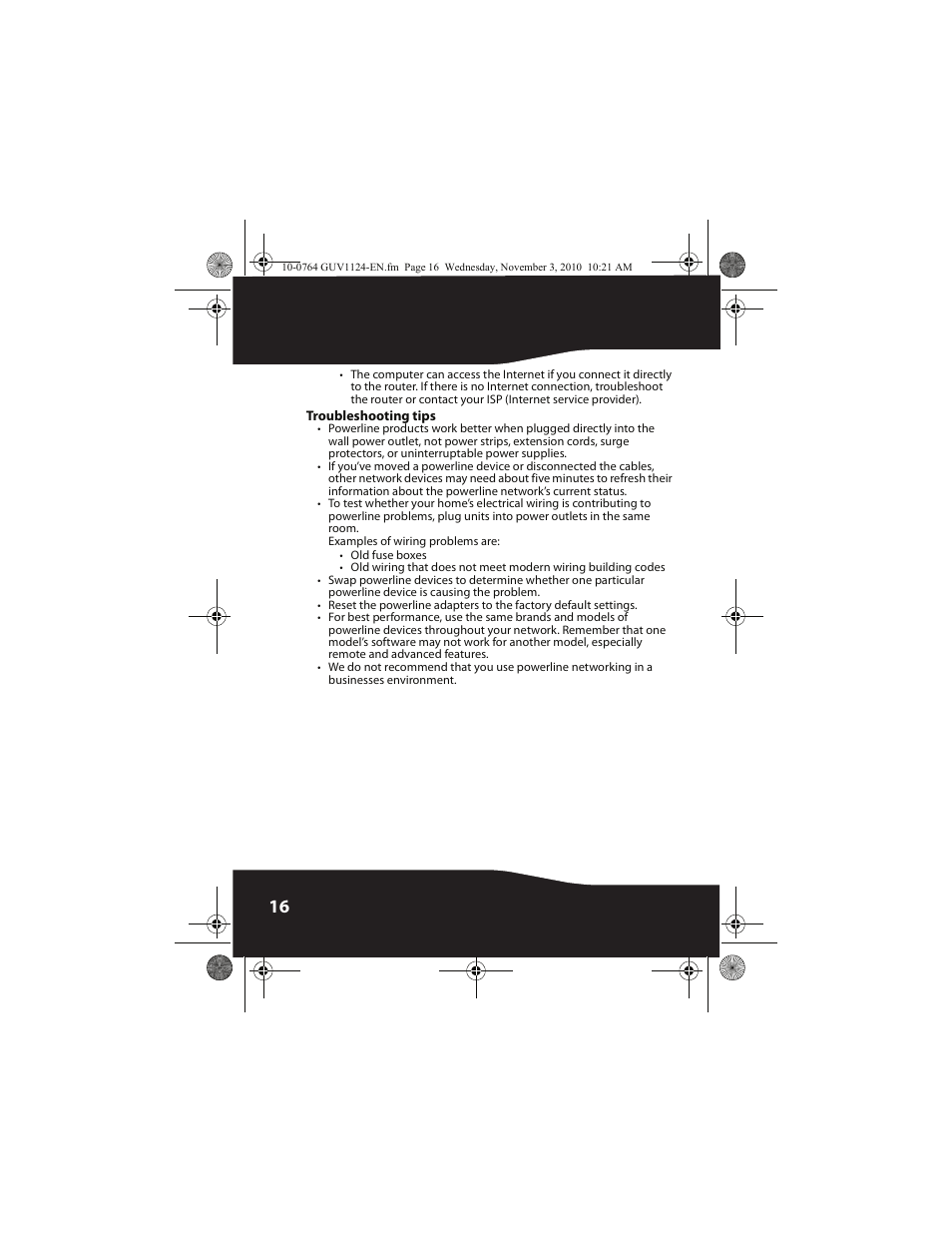 Troubleshooting tips | RocketFish POWERLINE RF-GUV1124 User Manual | Page 16 / 24