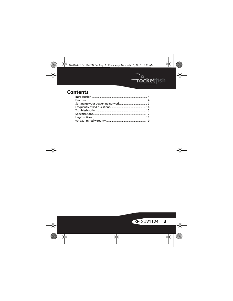 RocketFish POWERLINE RF-GUV1124 User Manual | Page 3 / 24