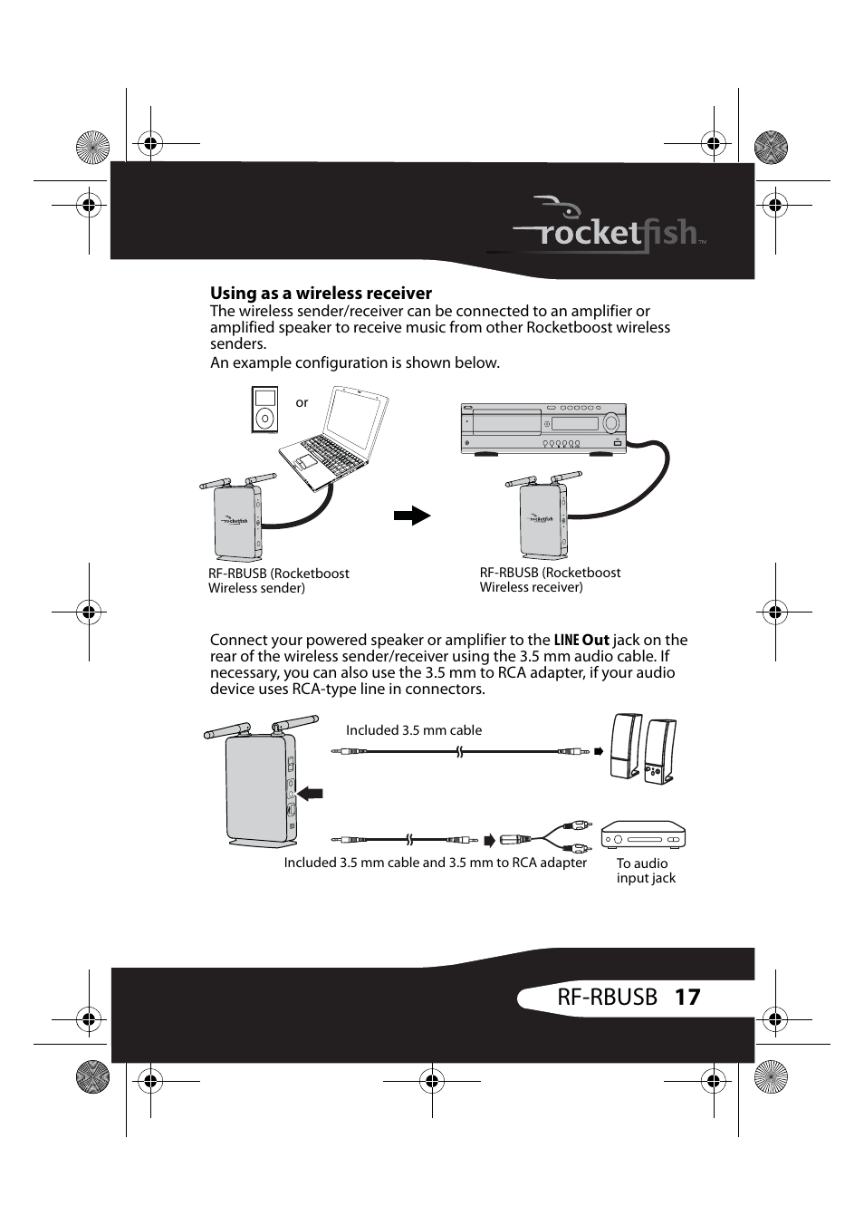 Using as a wireless receiver, 17 rf-rbusb | RocketFish RF-RBUSB User Manual | Page 17 / 35