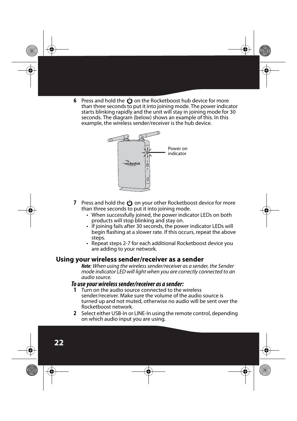 Using your wireless sender/receiver as a sender, To use your wireless sender/receiver as a sender | RocketFish RF-RBUSB User Manual | Page 22 / 35